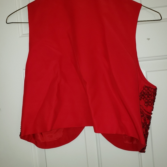 I.B Diffussion 100% Silk Red Beaded Vest Size 8 - Picture 2 of 4